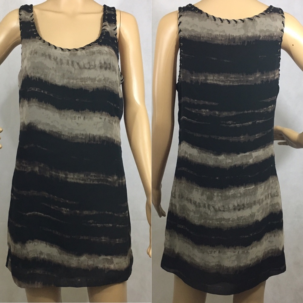 3/$20 Authentic Icon Black and Brown Tie Dye Dress Size Medium